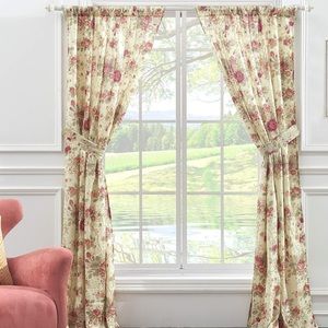 Boutique Antique Window Multicolor Rose Curtains